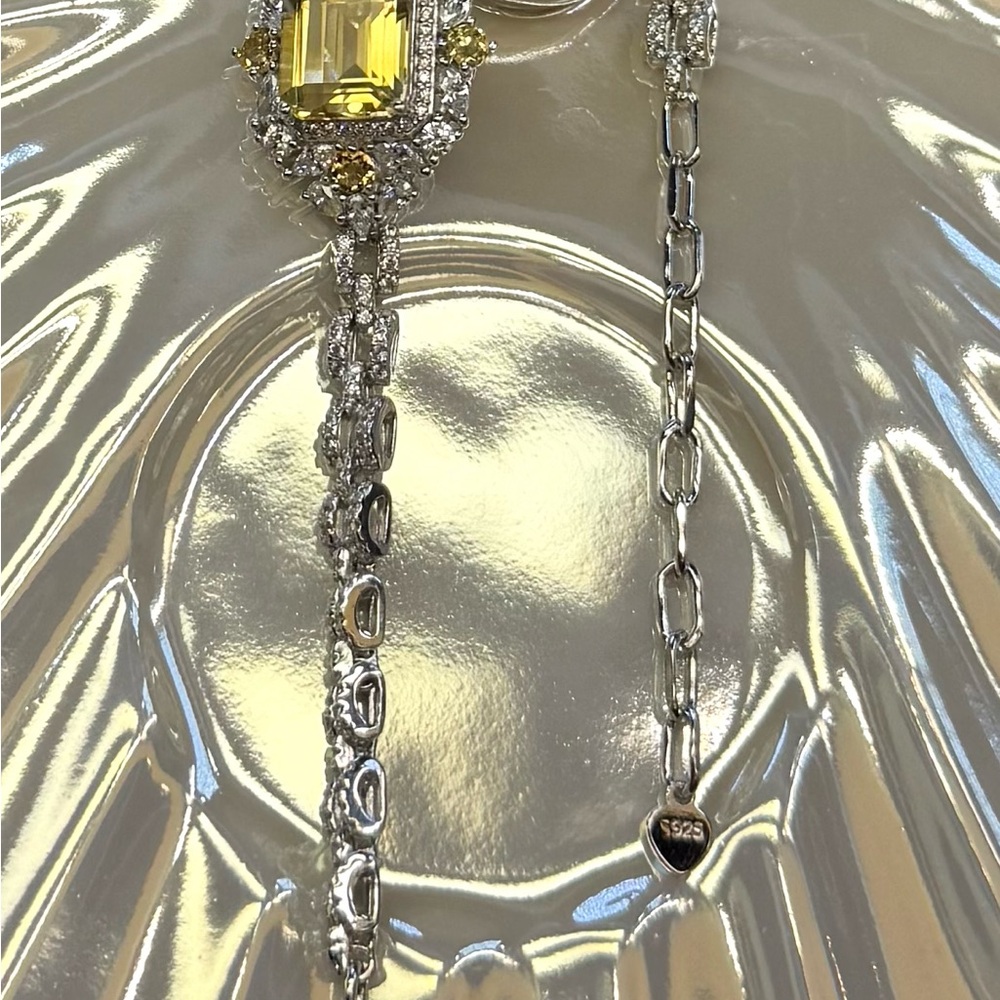 BC4 4.5CT Natural CITRINE UNIQUE WATCH BAND Bracelet Rhodium SterlingSilver S925 - Picture 6 of 14